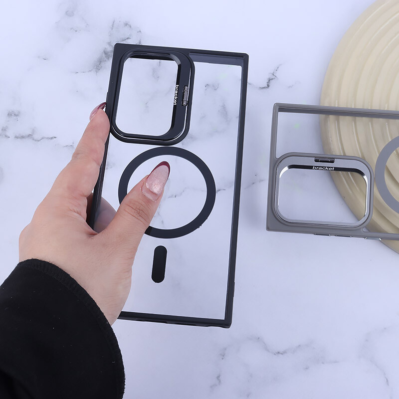قاب PC مگ سیف Bracket سامسونگ Galaxy S24 Ultra استندشو با محافظ لنز رینگی