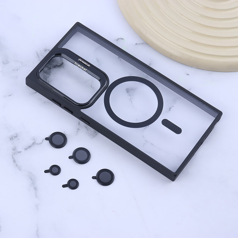 قاب PC مگ سیف Bracket سامسونگ Galaxy S24 Ultra استندشو با محافظ لنز رینگی