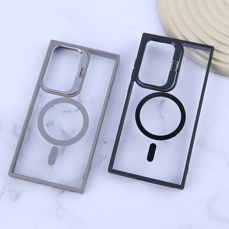 قاب PC مگ سیف Bracket سامسونگ Galaxy S24 Ultra استندشو با محافظ لنز رینگی