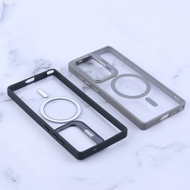 قاب PC مگ سیف Bracket سامسونگ Galaxy S25 Ultra استندشو با محافظ لنز رینگی
