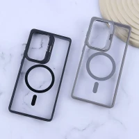 قاب PC مگ سیف Bracket سامسونگ Galaxy S25 Ultra استندشو با محافظ لنز رینگی