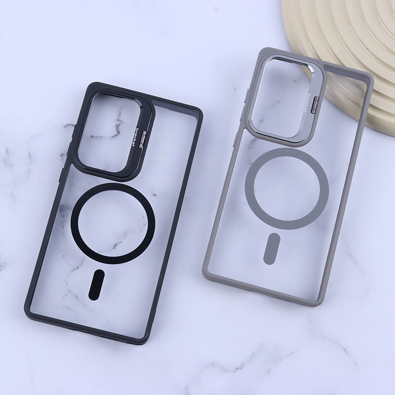 قاب PC مگ سیف Bracket سامسونگ Galaxy S25 Ultra استندشو با محافظ لنز رینگی