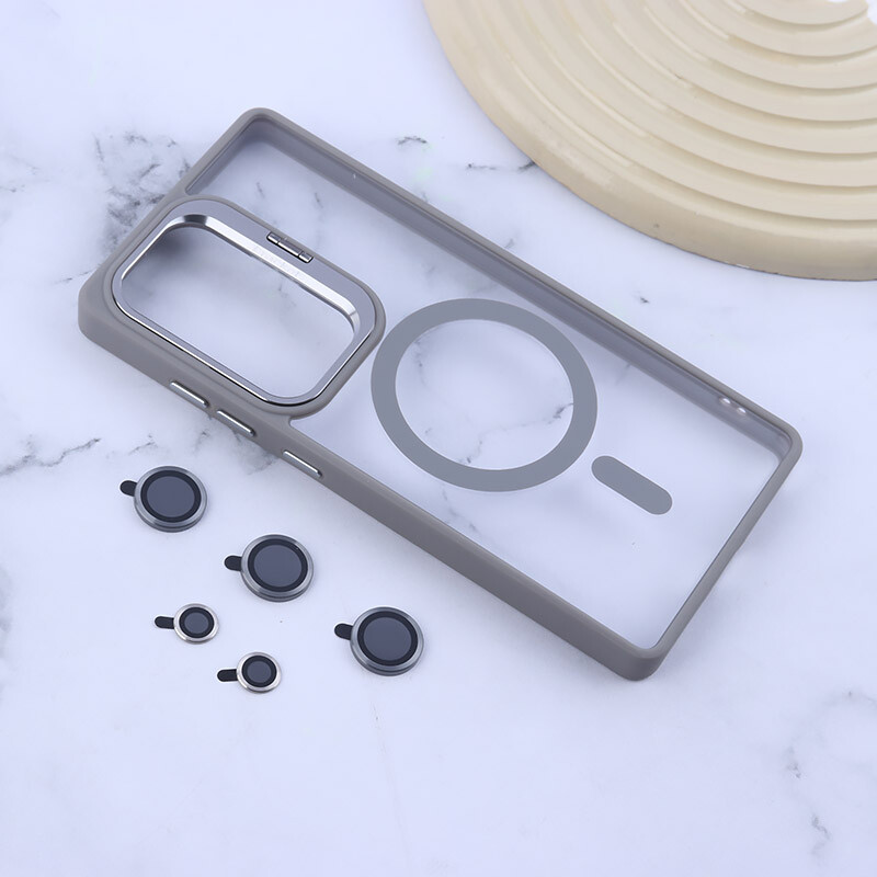 قاب PC مگ سیف Bracket سامسونگ Galaxy S25 Ultra استندشو با محافظ لنز رینگی