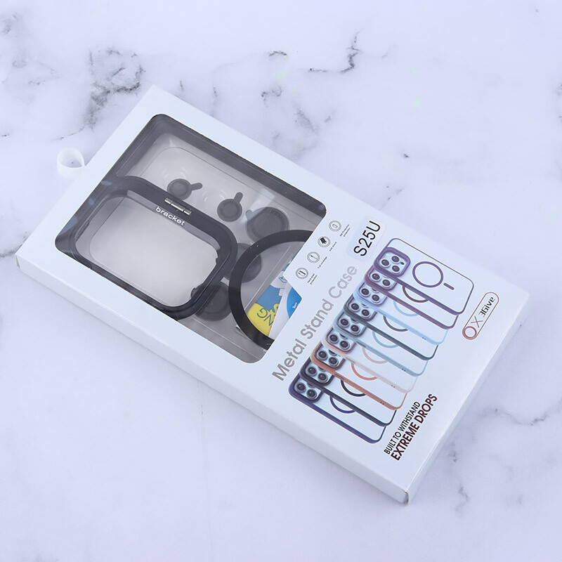 قاب PC مگ سیف Bracket سامسونگ Galaxy S25 Ultra استندشو با محافظ لنز رینگی