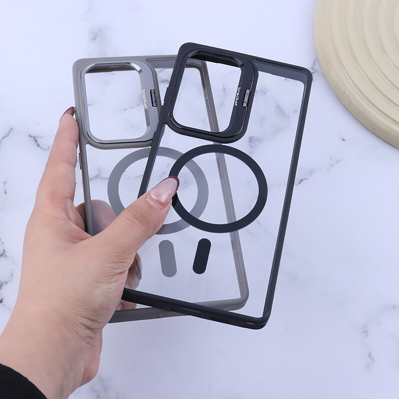 قاب PC مگ سیف Bracket سامسونگ Galaxy S25 Ultra استندشو با محافظ لنز رینگی