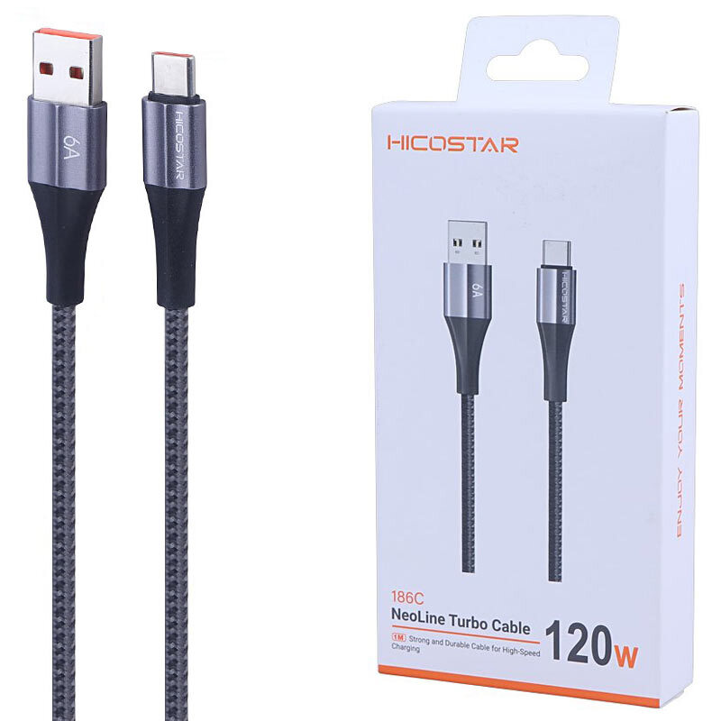 کابل تایپ سی فست شارژ 120 وات هایکو استار 186C طول 1 متر