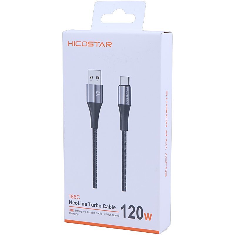 کابل تایپ سی فست شارژ 120 وات هایکو استار 186C طول 1 متر