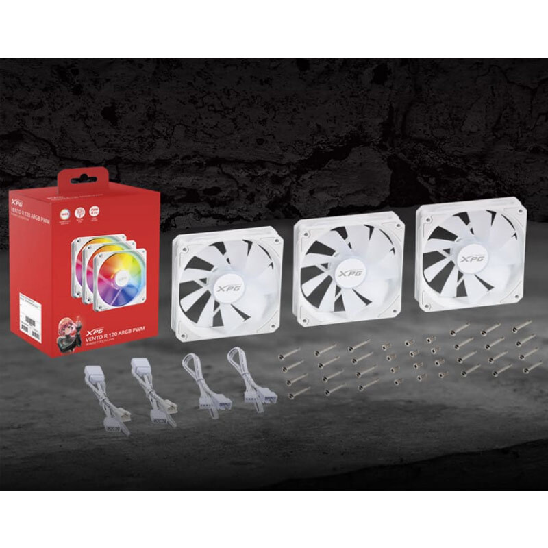 فن کیس ای دیتا XPG VENTO R 120 ARGB PWM سایز 120 میلی متری بسته 3 عددی