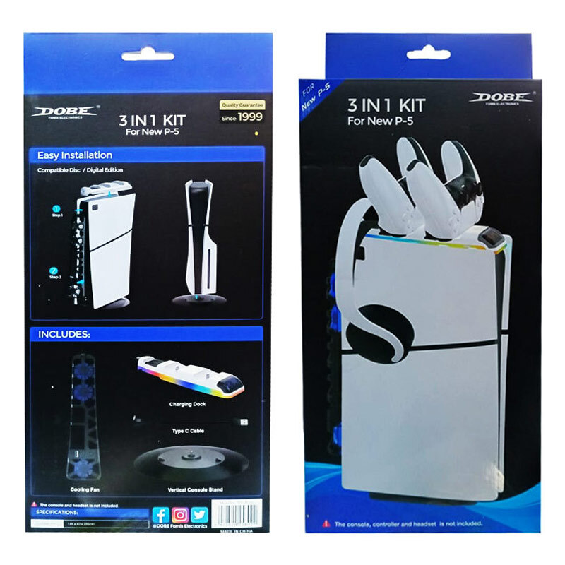 فن خنک کننده و شارژر دسته و پایه نگهدارنده هدفون و کنسول PS5 Slim دابی TP5-35130