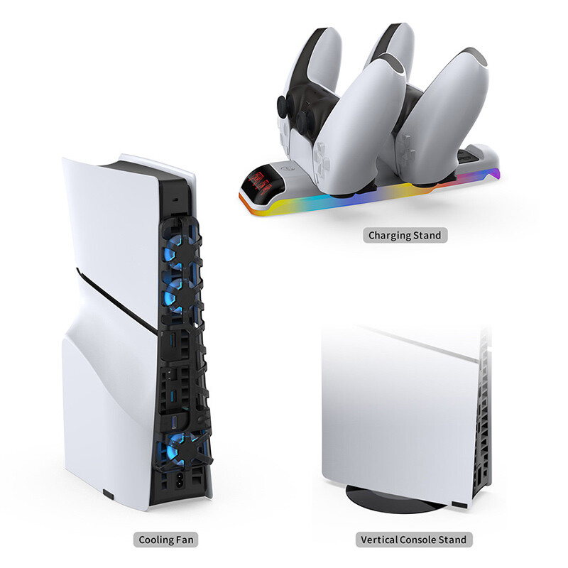 فن خنک کننده و شارژر دسته و پایه نگهدارنده هدفون و کنسول PS5 Slim دابی TP5-35130