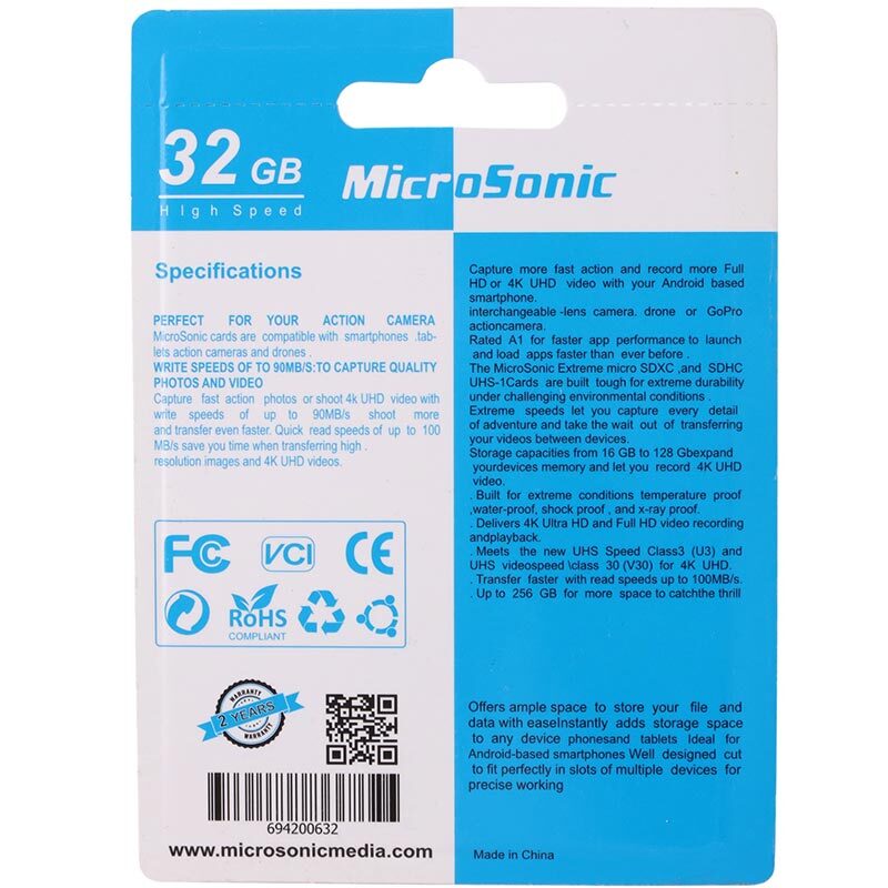 رم میکرو 32 گیگ میکروسونیک MicroSonic 533X U1 C10 100MB/s