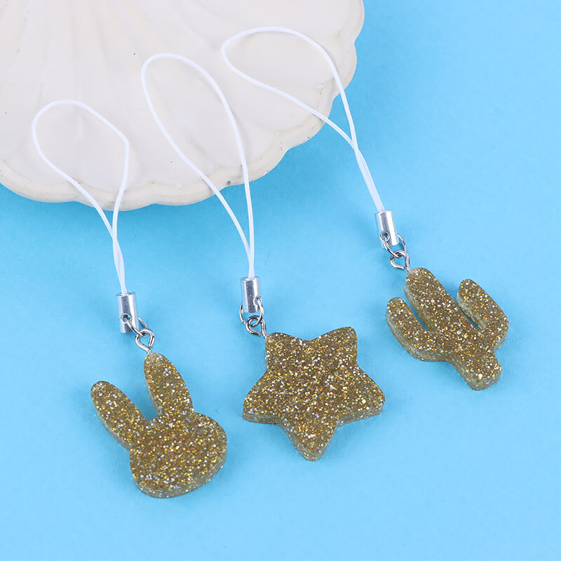 آویز فلش و موبایل رزینی اشکال طلایی