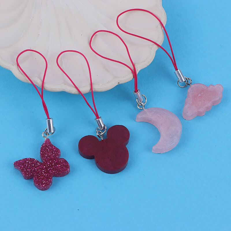 آویز فلش و موبایل رزینی اشکال صورتی سرخابی