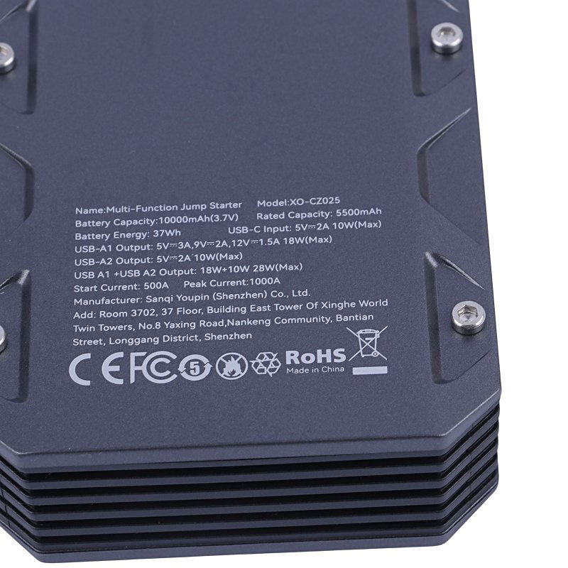 جامپ استارتر خودرو و پاور بانک ایکس او XO-CZ025 18W ظرفیت 10000 میلی آمپر ساعت
