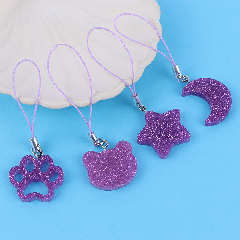 آویز فلش و موبایل رزینی اشکال بنفش