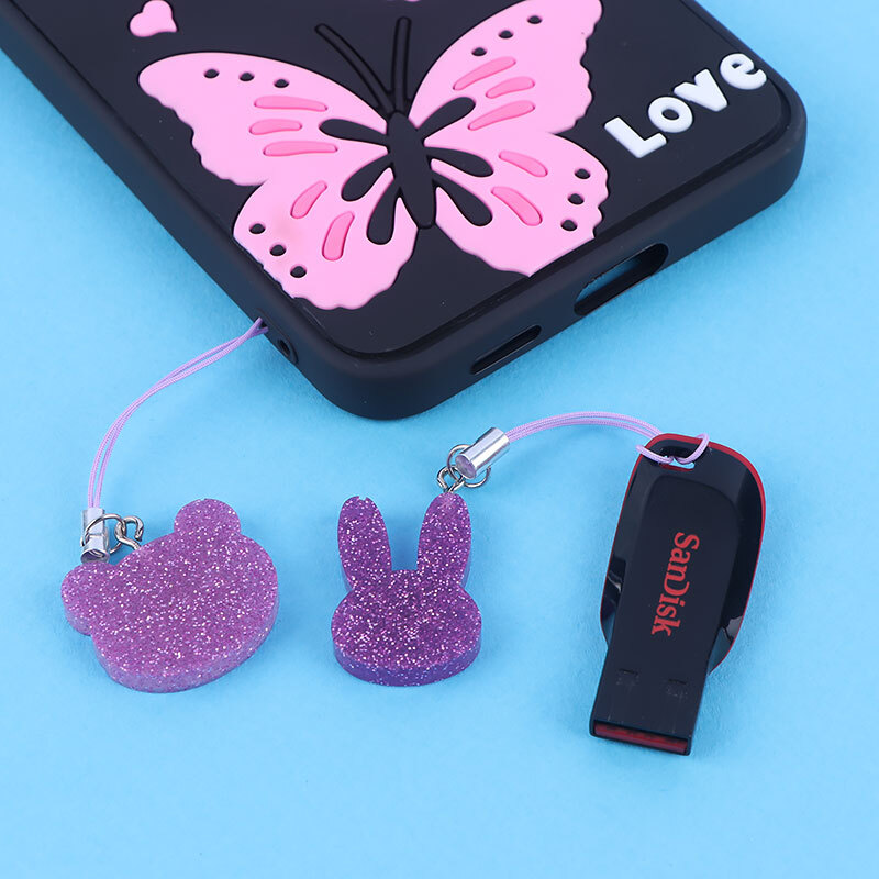 آویز فلش و موبایل رزینی اشکال بنفش