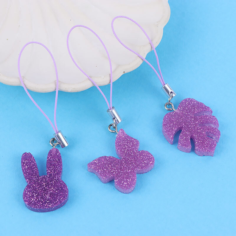 آویز فلش و موبایل رزینی اشکال بنفش