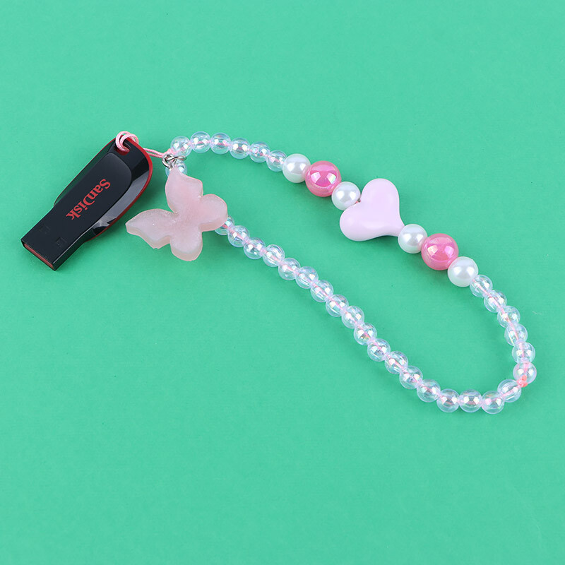 آویز فلش و موبایل کریستالی صورتی