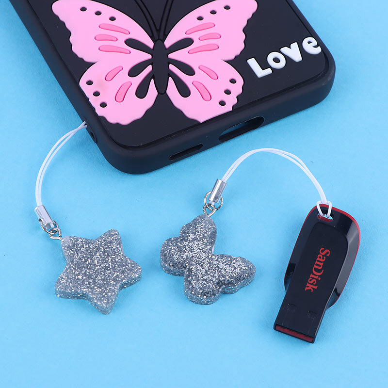 آویز فلش و موبایل رزینی اشکال نقره ای