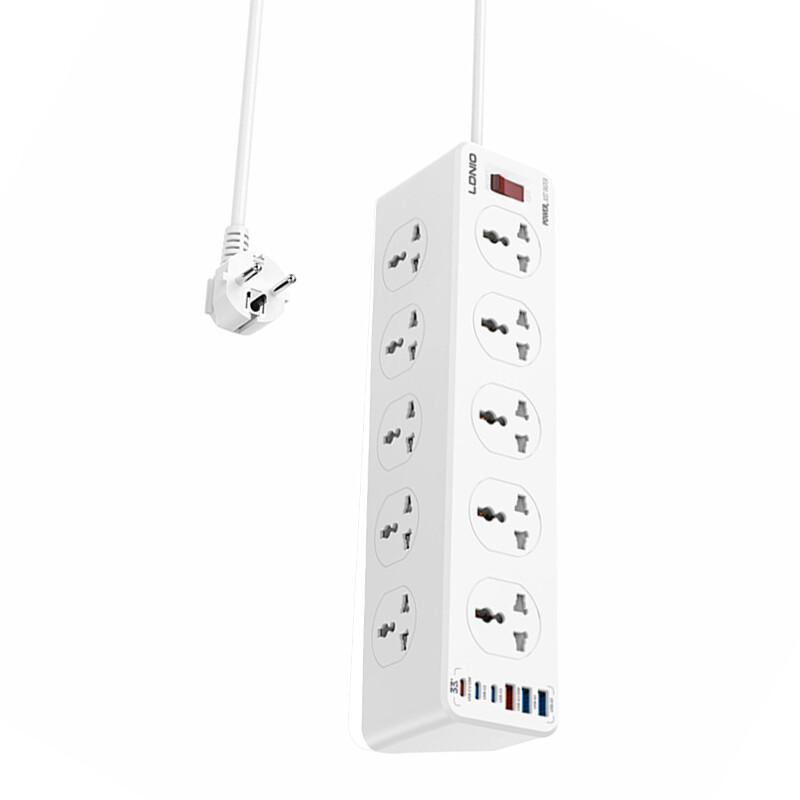 چند راهی 10 خانه برق الدینیو SC10610C با کابل 2 متری + شارژر USB و Type-C