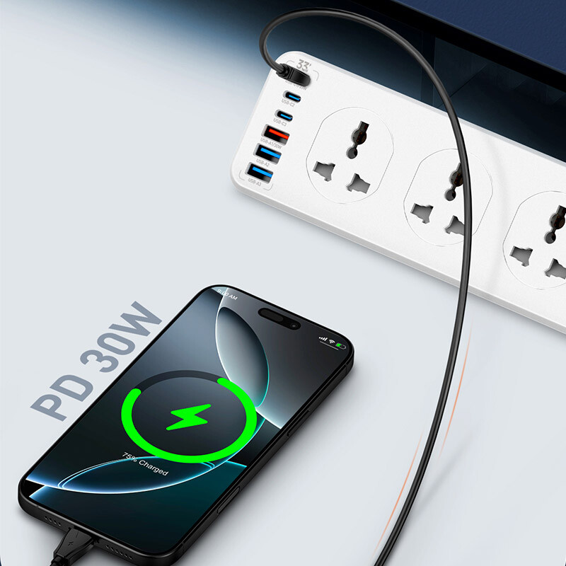 چند راهی 10 خانه برق الدینیو SC10610C با کابل 2 متری + شارژر USB و Type-C