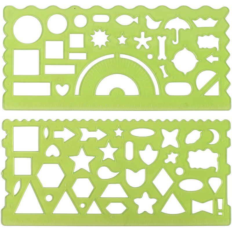 خط کش شابلون دار ژله ای 20cm بسته 2 عددی کد 1