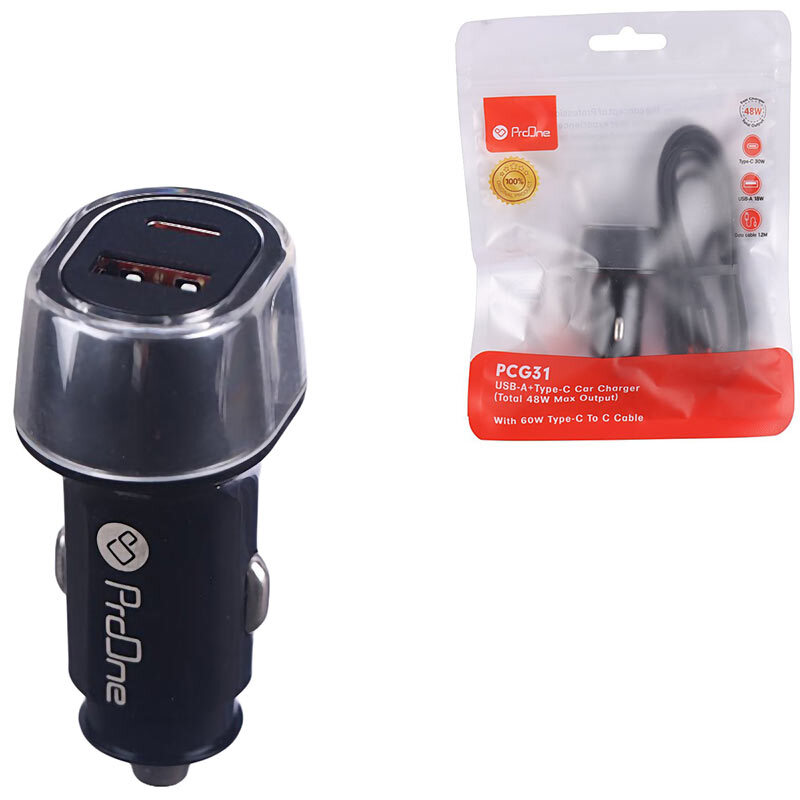 شارژر فندکی 30 وات پرووان PCG31 + کابل تایپ سی