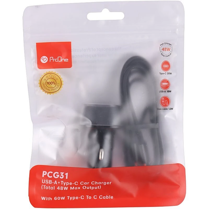 شارژر فندکی 30 وات پرووان PCG31 + کابل تایپ سی