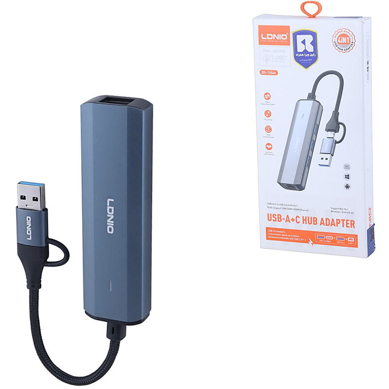 هاب 4 پورت Type-C / USB3.0 الدینیو DS-124UC
