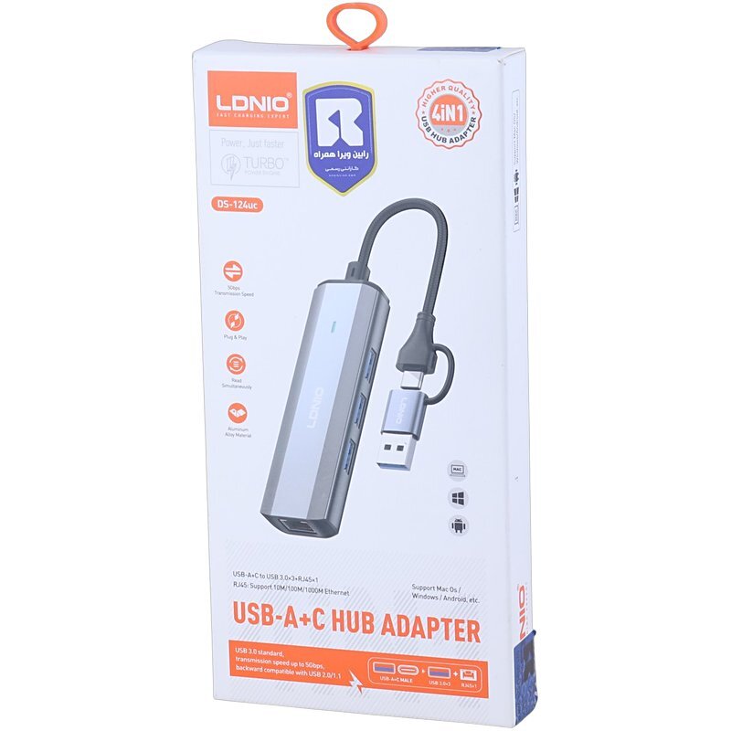 هاب 4 پورت Type-C / USB3.0 الدینیو DS-124UC