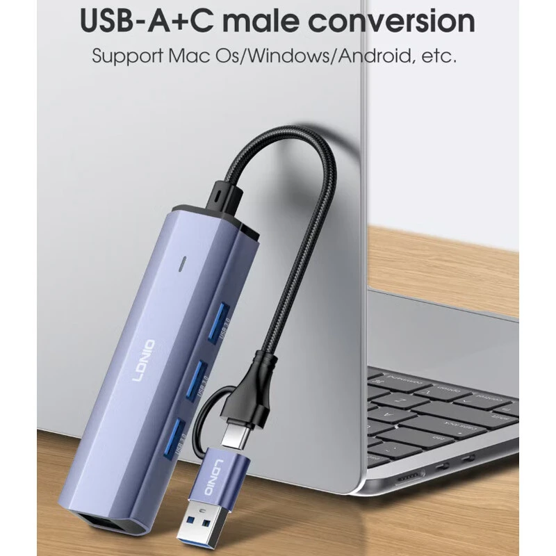 هاب 4 پورت Type-C / USB3.0 الدینیو DS-124UC