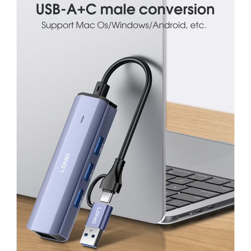 هاب 4 پورت Type-C / USB3.0 الدینیو DS-124UC