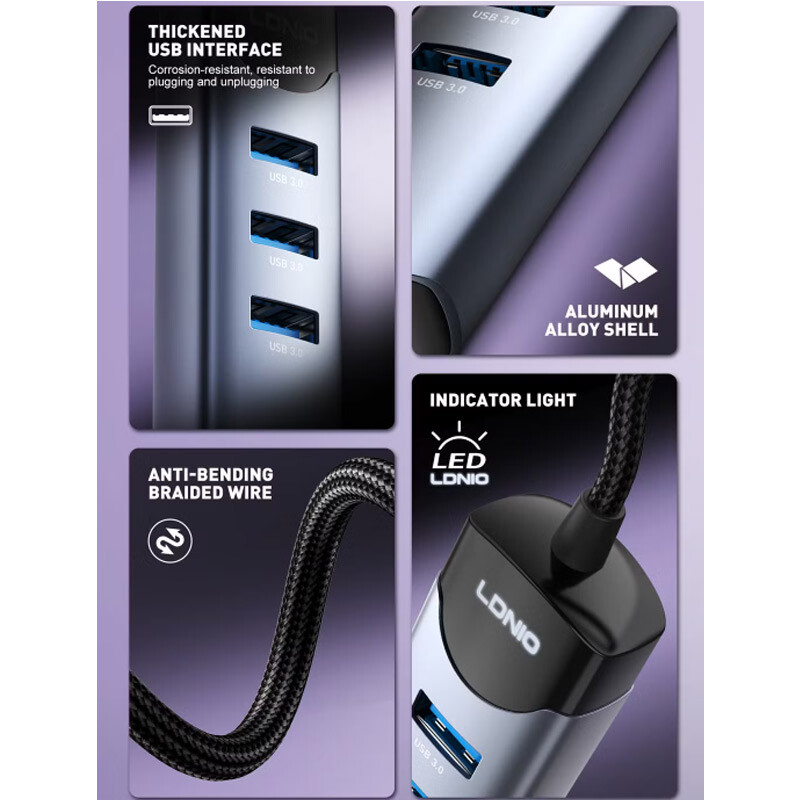 هاب 4 پورت Type-C / USB3.0 الدینیو DS-144UC