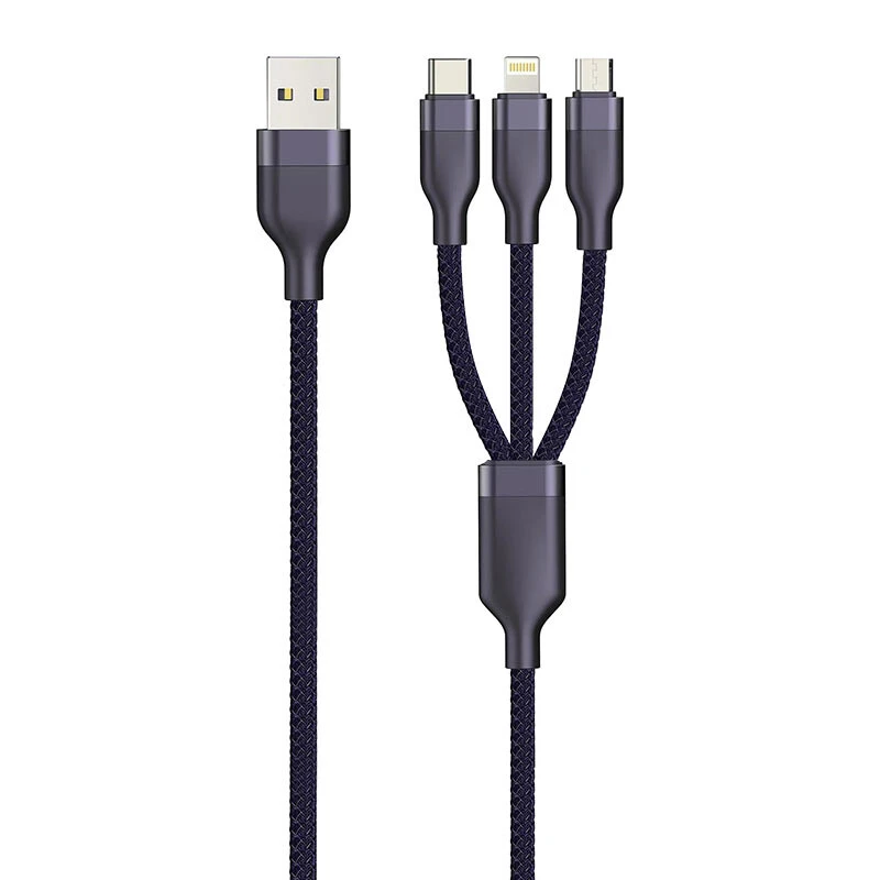 کابل سه سر فست شارژ 66 وات هیسکا LX-32 طول 1.2 متر