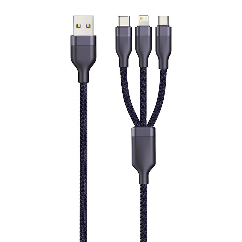 کابل سه سر فست شارژ 66 وات هیسکا LX-32 طول 1.2 متر