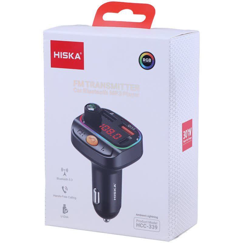 شارژر فندکی و اف ام پلیر بلوتوثی 30 وات هیسکا HCC-339