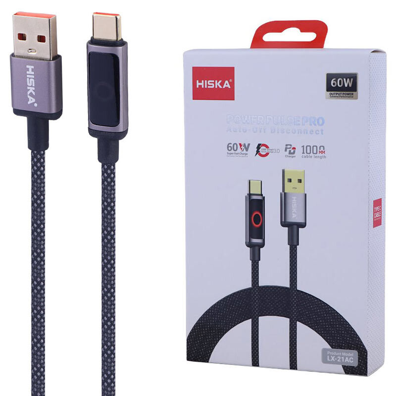 کابل تایپ سی فست شارژ 60 وات هیسکا LX-21AC طول 1 متر