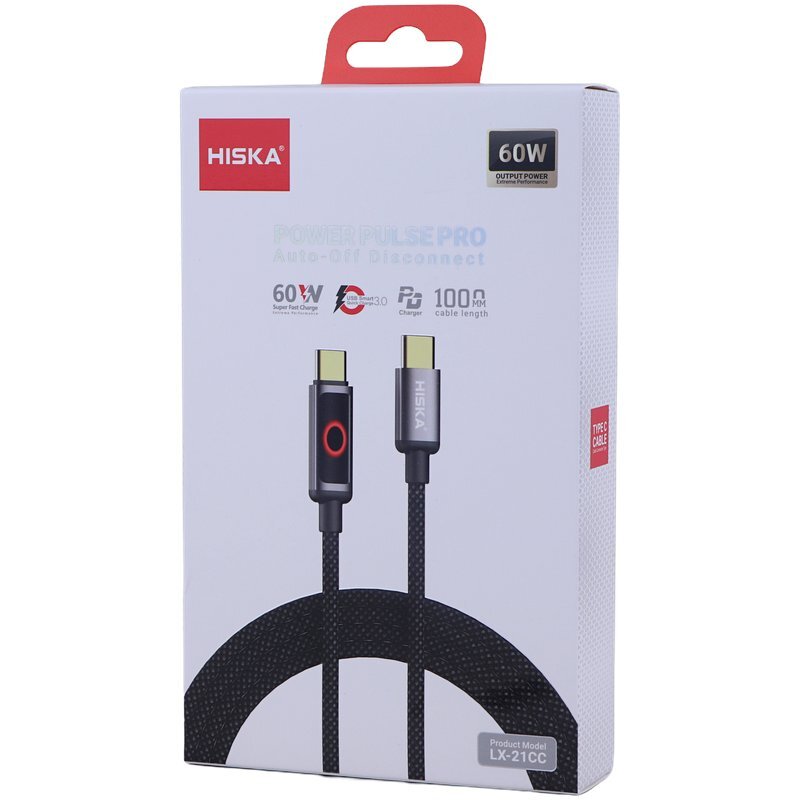 کابل دو سر تایپ سی فست شارژ 60 وات هیسکا LX-21CC طول 1 متر