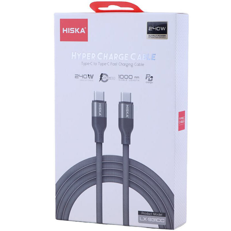 کابل دو سر تایپ سی فست شارژ 240 وات هیسکا LX-931CC طول 1 متر