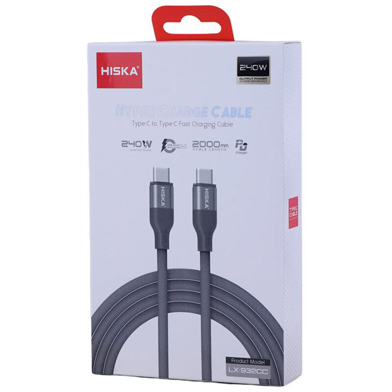 کابل دو سر تایپ سی فست شارژ 240 وات هیسکا LX-932CC طول 2 متر