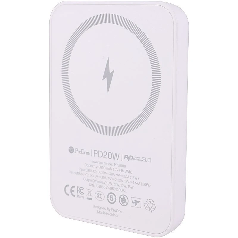 پاور بانک بی سیم فست شارژ پرووان PPB5010 PD3.0 20W ظرفیت 5000 میلی آمپر ساعت