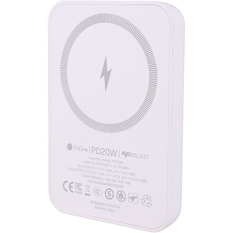 پاور بانک بی سیم فست شارژ پرووان PPB5010 PD3.0 20W ظرفیت 5000 میلی آمپر ساعت