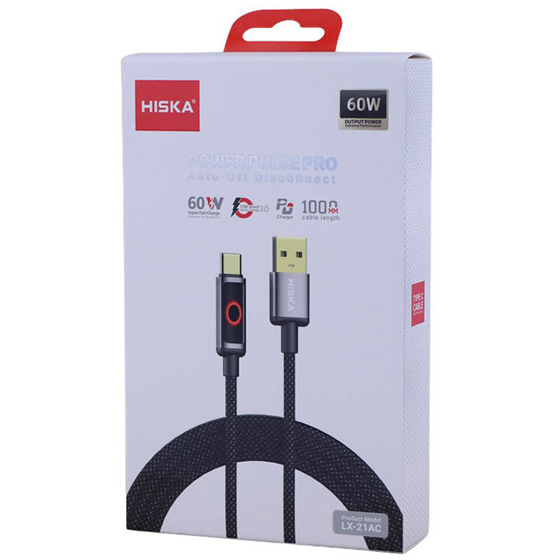 کابل تایپ سی فست شارژ 60 وات هیسکا LX-21AC طول 1 متر