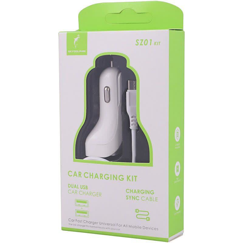 شارژر فندکی 12 وات اسکای دلفین SZ01 Kit + کابل تایپ سی