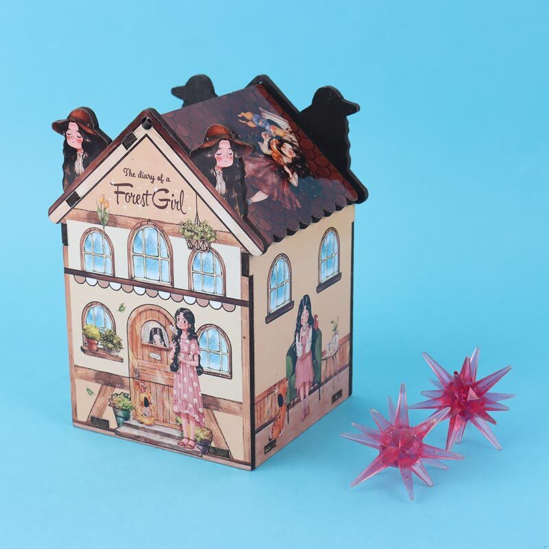 سطل زباله چوبی طرح دختر جنگل پارسام Parsam