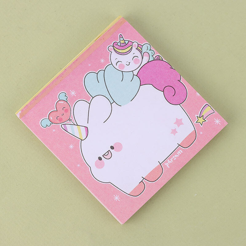 کاغذ یادداشت چسب دار 96 برگ پارسام طرح تک شاخ سایز 9.9*9.2 سانتی متر