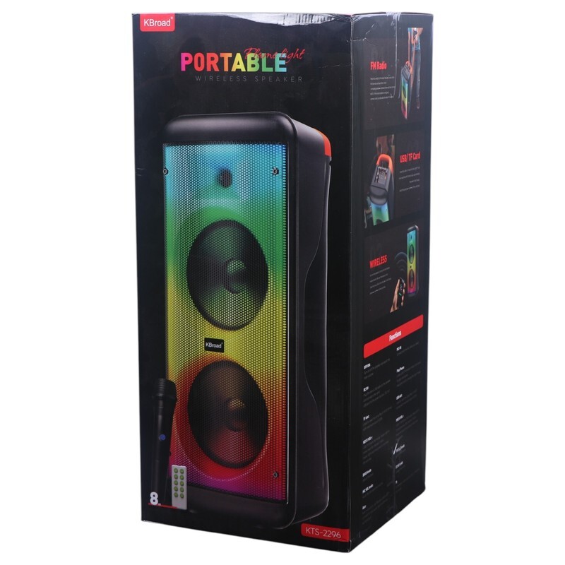 اسپیکر چمدانی بلوتوثی کی برود KTS-2296 + میکروفون و ریموت کنترل