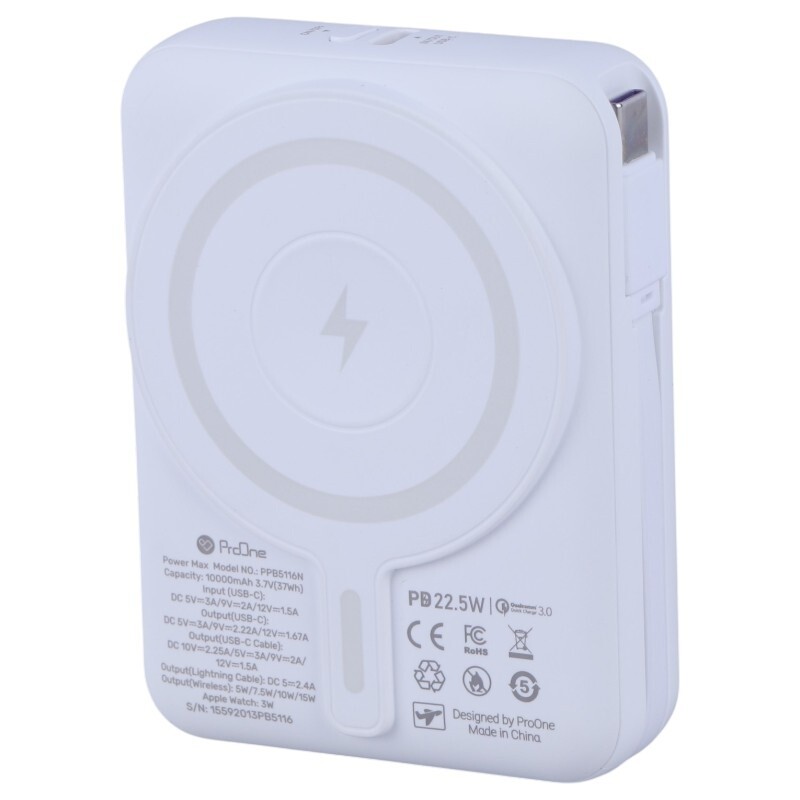 پاور بانک بی سیم فست شارژ پرووان PPB5116N QC3.0 PD 22.5W ظرفیت 10000 میلی آمپر ساعت