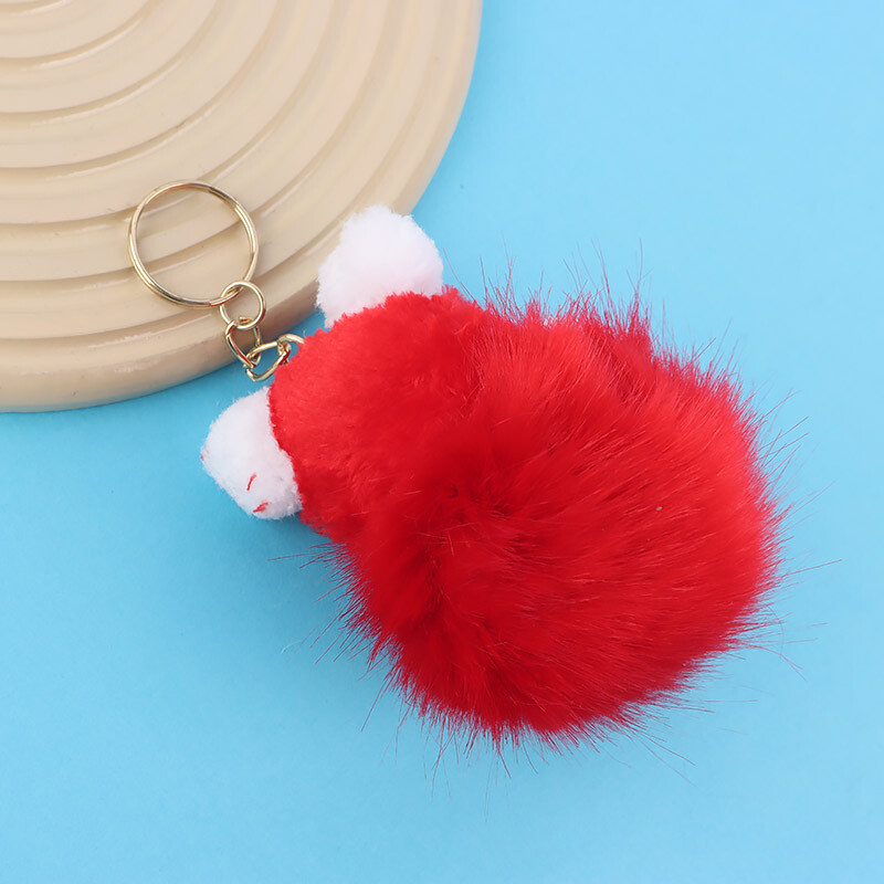 جاکلیدی پولیشی طرح خرس پوم پوم دار قرمز