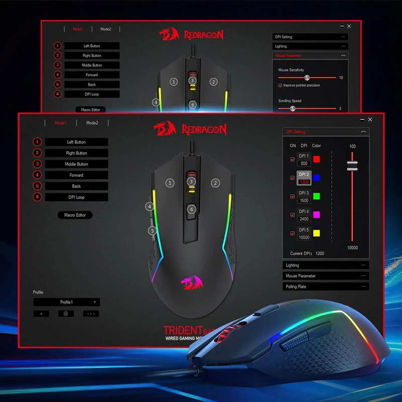 موس گیمینگ ردراگون M616 Trident Lite RGB